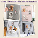 Pet Lovers, Pet Dad, Pet Mom, Pet Couple, Dog Lovers, Cat Lovers - Cute Dog And Cat 3D Effect With Name - Personalized Acrylic Fridge Magnet