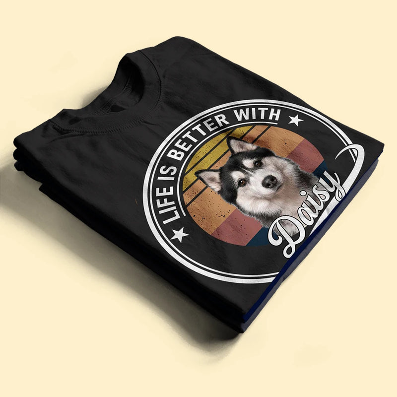 Photo personnalisée : Cet humain appartient à ce chien - Cadeau pour les amoureux des chiens - T-shirt personnalisé