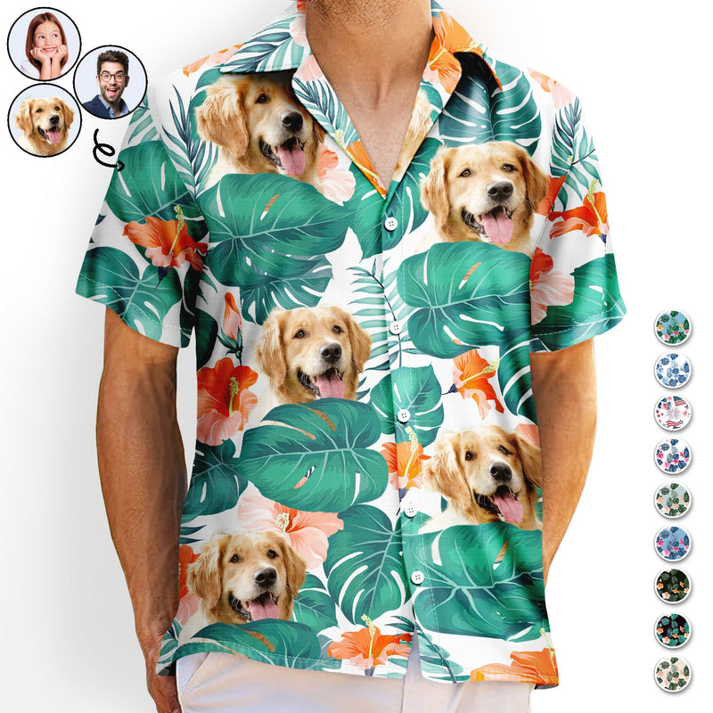 Custom Photo Funny Pet Faces - Gift For Men, Dog And Cat Lovers - Personalized Custom Hawaiian Shirt
