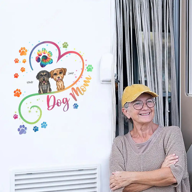 Dog Mom And Her Big-Eyed Pup - Personalized Decor Decal