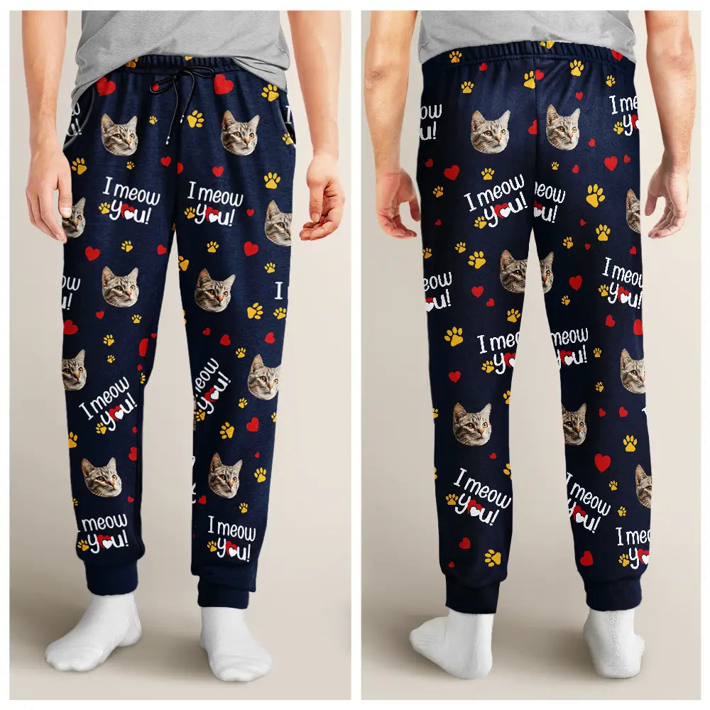 Custom Photo I Woof You I Meow You Lovely - Personalized Pajama Pants