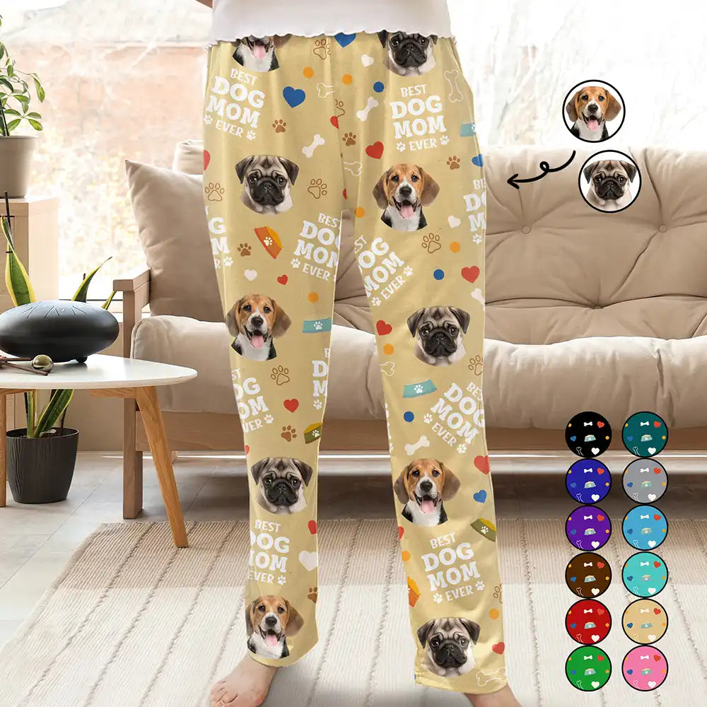 Custom Photo Best Dog Dad Dog Mom - Personalized Pajama Pants