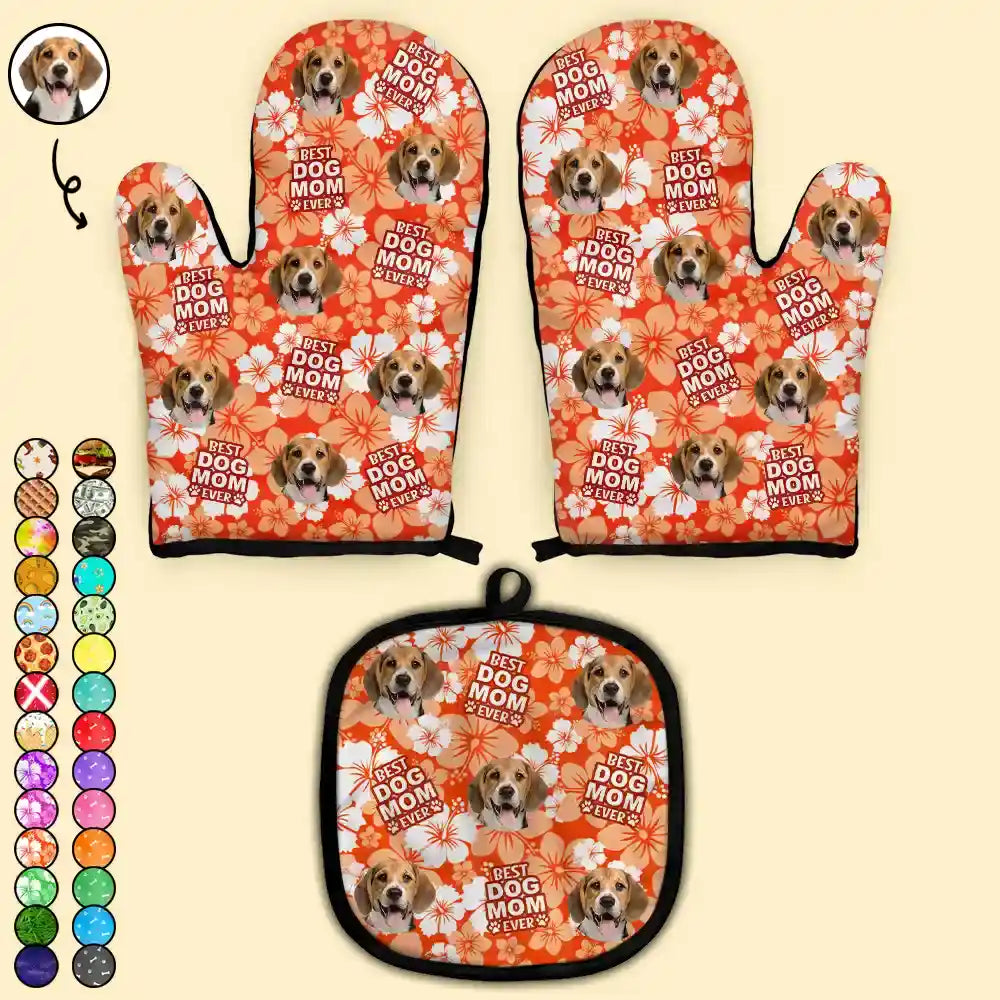 Custom Photo Best Dog Mom Dog Dad - Personalized Oven Mitts, Pot Holders