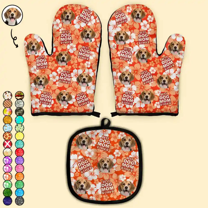 Custom Photo Best Dog Mom Dog Dad - Personalized Oven Mitts, Pot Holders
