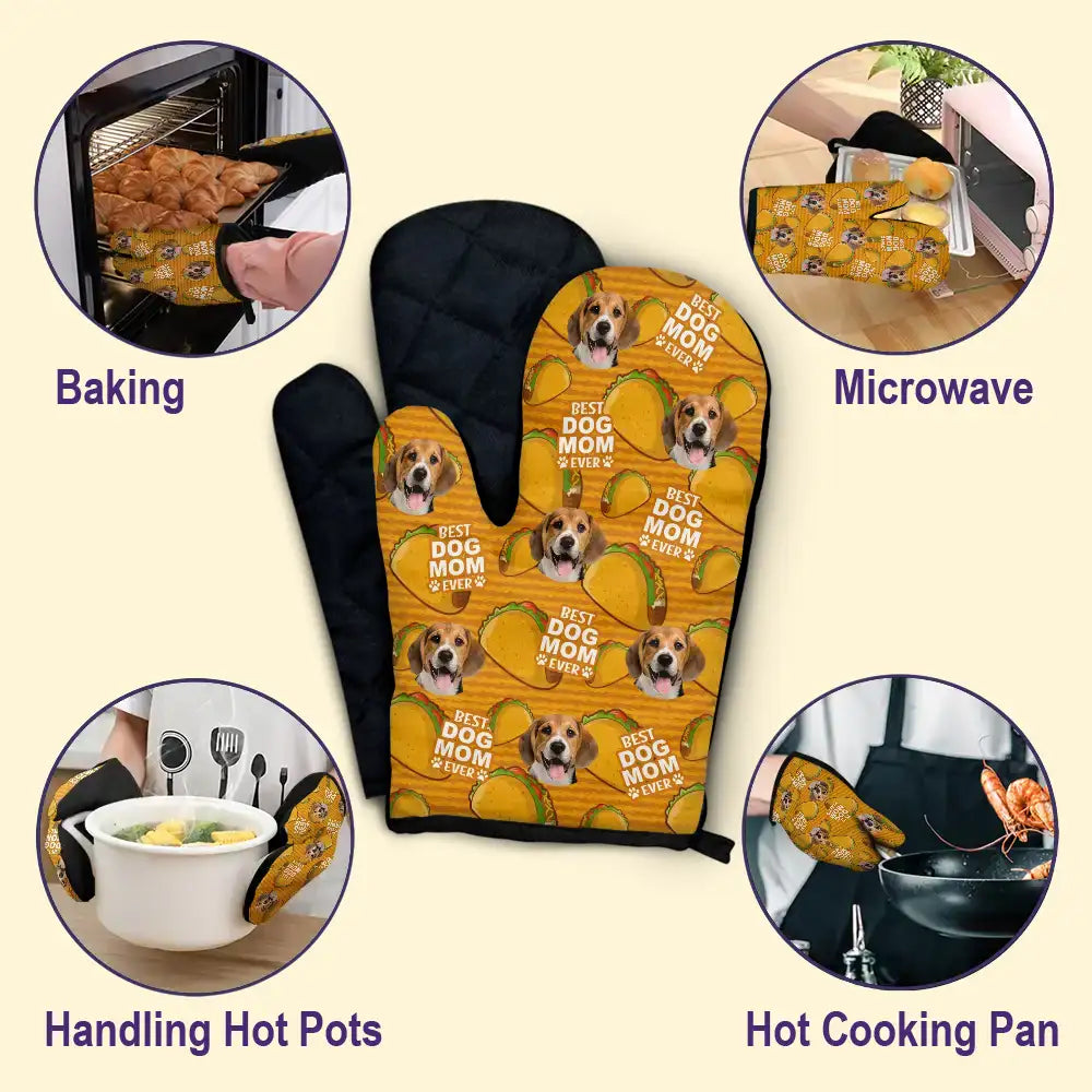 Custom Photo Best Dog Mom Dog Dad - Personalized Oven Mitts, Pot Holders