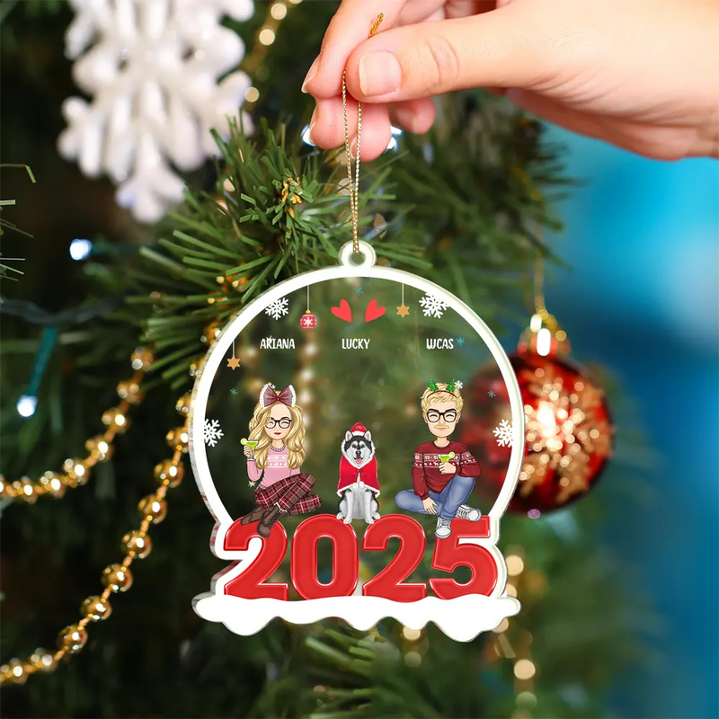 All Family With Pet - Christmas Gift For Family - Personalized Custom Shaped Acrylic Ornament