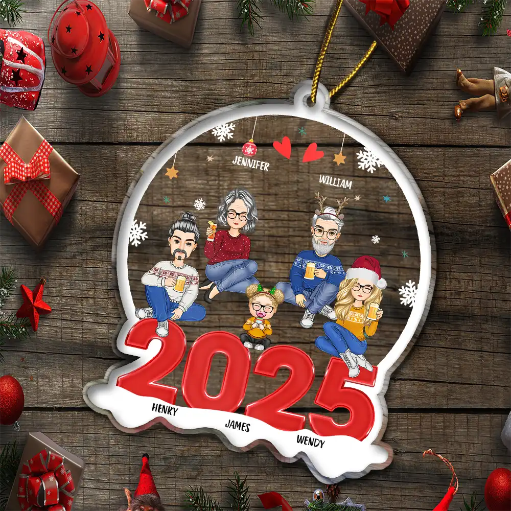 All Family With Pet - Christmas Gift For Family - Personalized Custom Shaped Acrylic Ornament