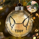 Dog Lovers,Cat Lovers,Christmas,Love-Dog Cat Ears Outline Custom Name - Personalized Fillable Clear Ball Ornament