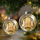 Dog Lovers,Cat Lovers,Christmas,Love-Dog Cat Ears Outline Custom Name - Personalized Fillable Clear Ball Ornament
