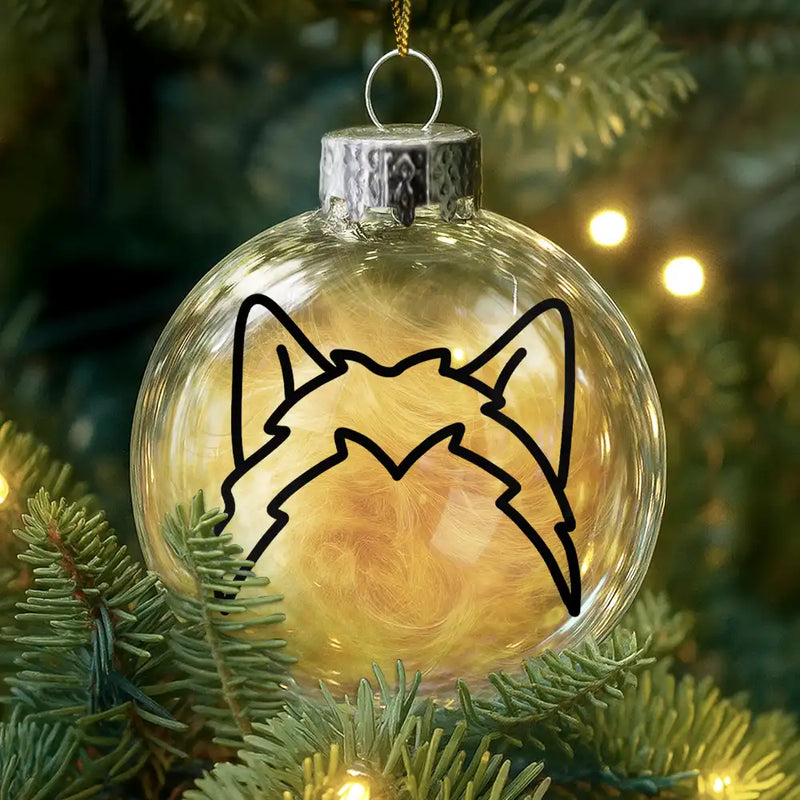 Dog Lovers,Cat Lovers,Christmas,Love-Dog Cat Ears Outline Custom Name - Personalized Fillable Clear Ball Ornament