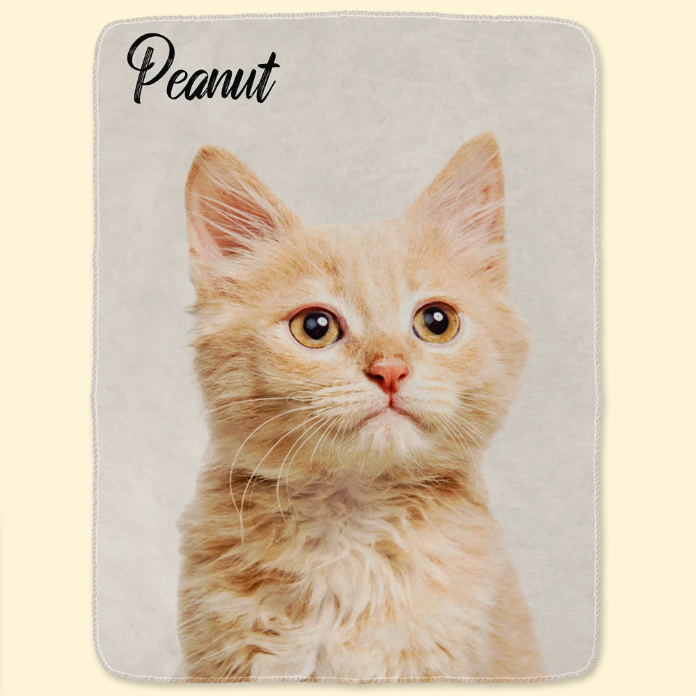 Custom Photo & Name Pet Blanket - Personalized Fleece Blanket
