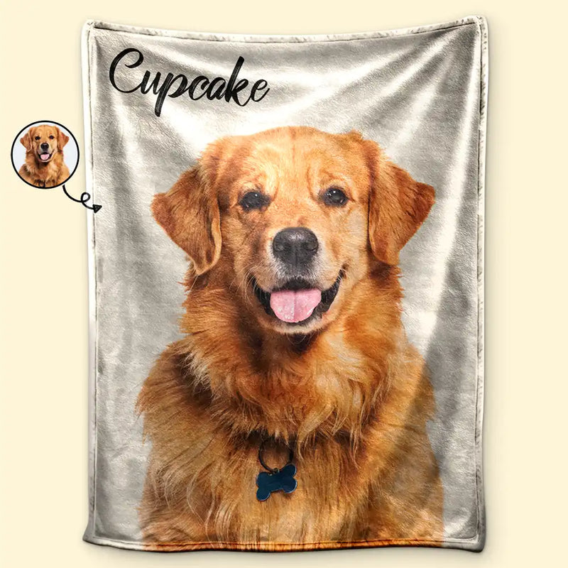 Custom Photo & Name Pet Blanket - Personalized Fleece Blanket