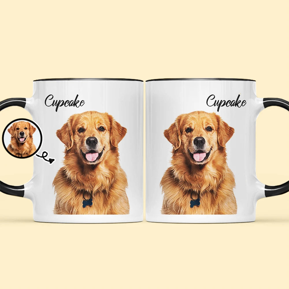 Custom Photo Pet Face And Name - Personalized Accent Mug