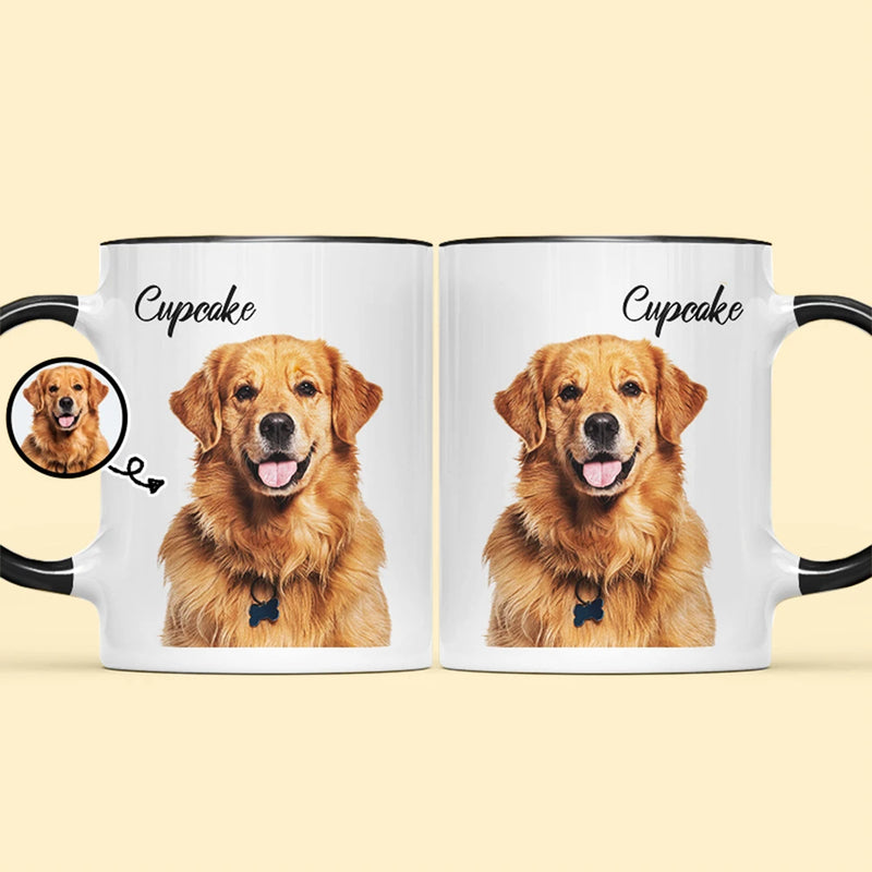 Custom Photo Pet Face And Name - Personalized Accent Mug