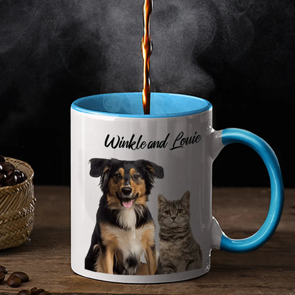 Custom Photo Pet Face And Name - Personalized Accent Mug