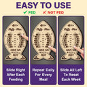 Cat Lovers, Cat Mom, Cat Couple, Cat Dad - Fish Bone Shaped Feeding And Medication Tracker - Personalized Wooden Pet Feeding Reminder