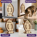 Cat Lovers, Cat Mom, Cat Couple, Cat Dad - Fish Bone Shaped Feeding And Medication Tracker - Personalized Wooden Pet Feeding Reminder
