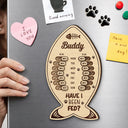 Cat Lovers, Cat Mom, Cat Couple, Cat Dad - Fish Bone Shaped Feeding And Medication Tracker - Personalized Wooden Pet Feeding Reminder