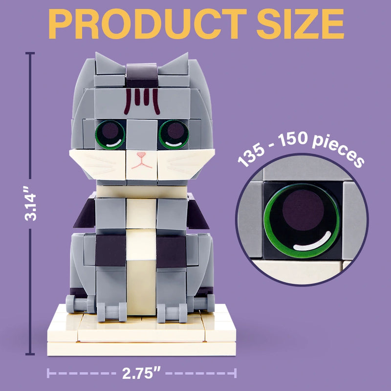 Pet Mom,Pet Dad,Pet Lovers,Cat Lovers,Cat Mom,Cat Dad,Love - Full Body Cat Keepsake - Personalized Brick Figure