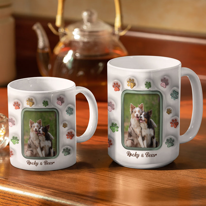 Custom Photo World’s Best Dog Mom - Gift For Dog Lovers - 3D Inflated Effect Printed Mug, Personalized White Edge-to-Edge Mug