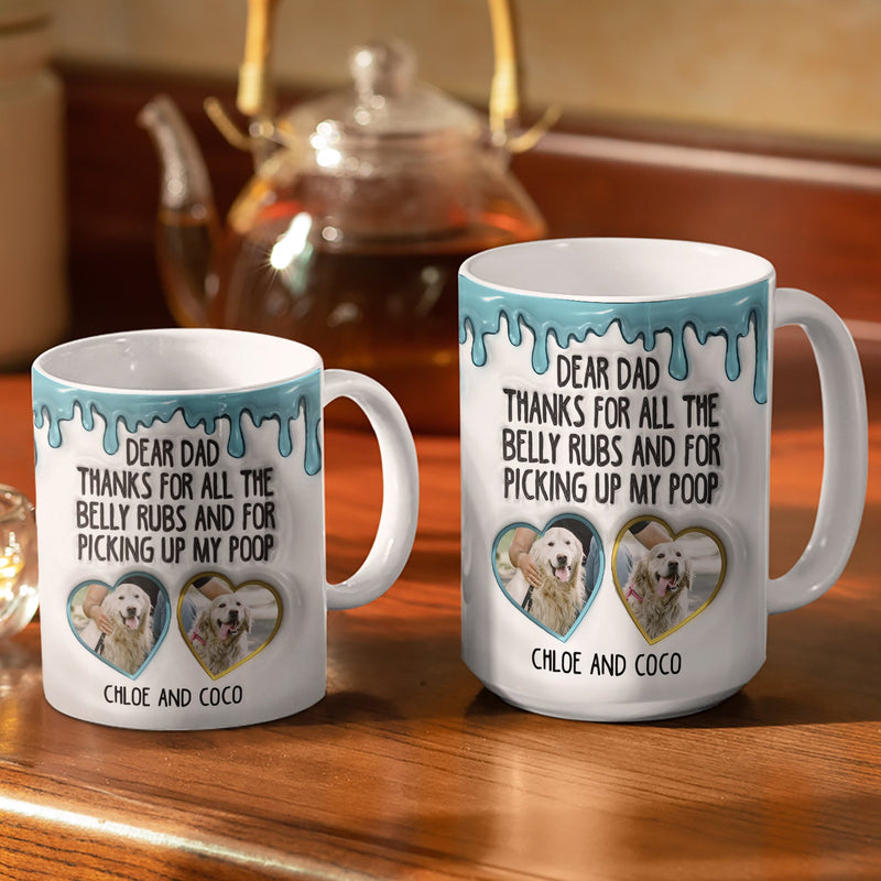 Mug personnalisé avec photo « Merci pour tous les caresses sur le ventre » - Imprimé effet 3D, blanc, bord à bord