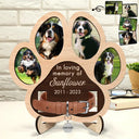 Custom Photo Paw Shape In Loving Memory - Personalized 2-Layered Wooden Plaque With Stand