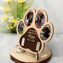 Custom Photo Paw Shape In Loving Memory - Personalized 2-Layered Wooden Plaque With Stand