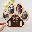 Custom Photo Paw Shape In Loving Memory - Personalized 2-Layered Wooden Plaque With Stand