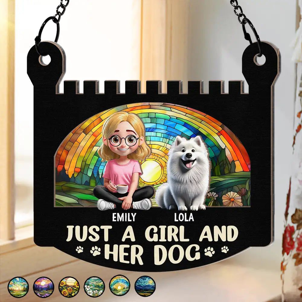 Just A Girl Who Loves Her Dog Deeply - Personalized Window Hanging Suncatcher Ornament