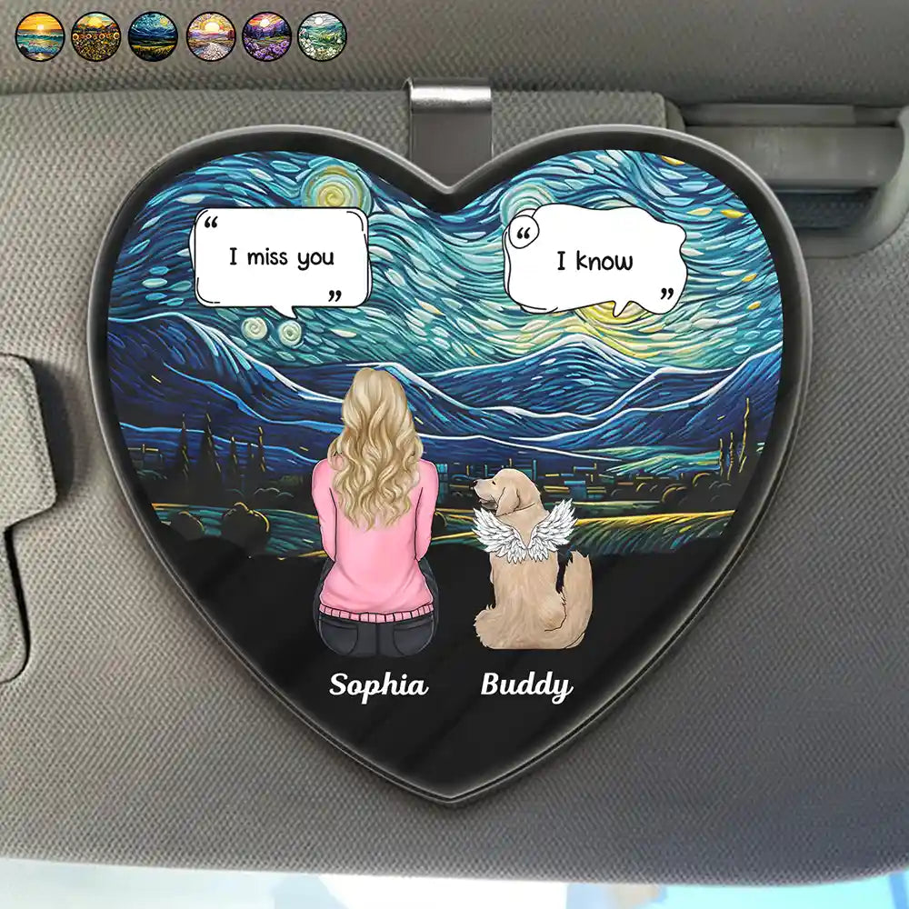 I Miss You Dog Cat Memorial - Personalized Custom Shaped Acrylic Car Visor Clip