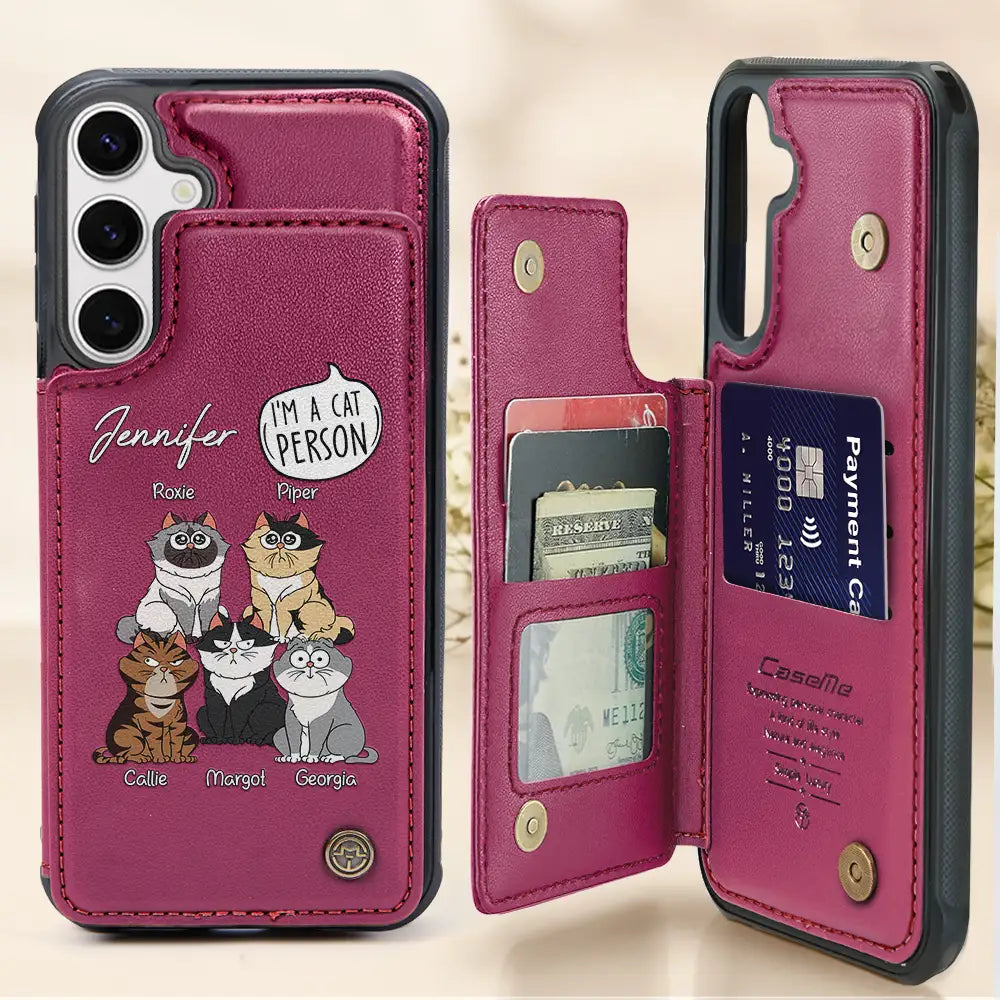 I'm A Cat Person Funny - Personalized Leather Flip Wallet Phone Case