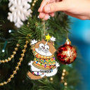 Funny Scratching Cat Christmas - Personalized Cutout Acrylic Ornament