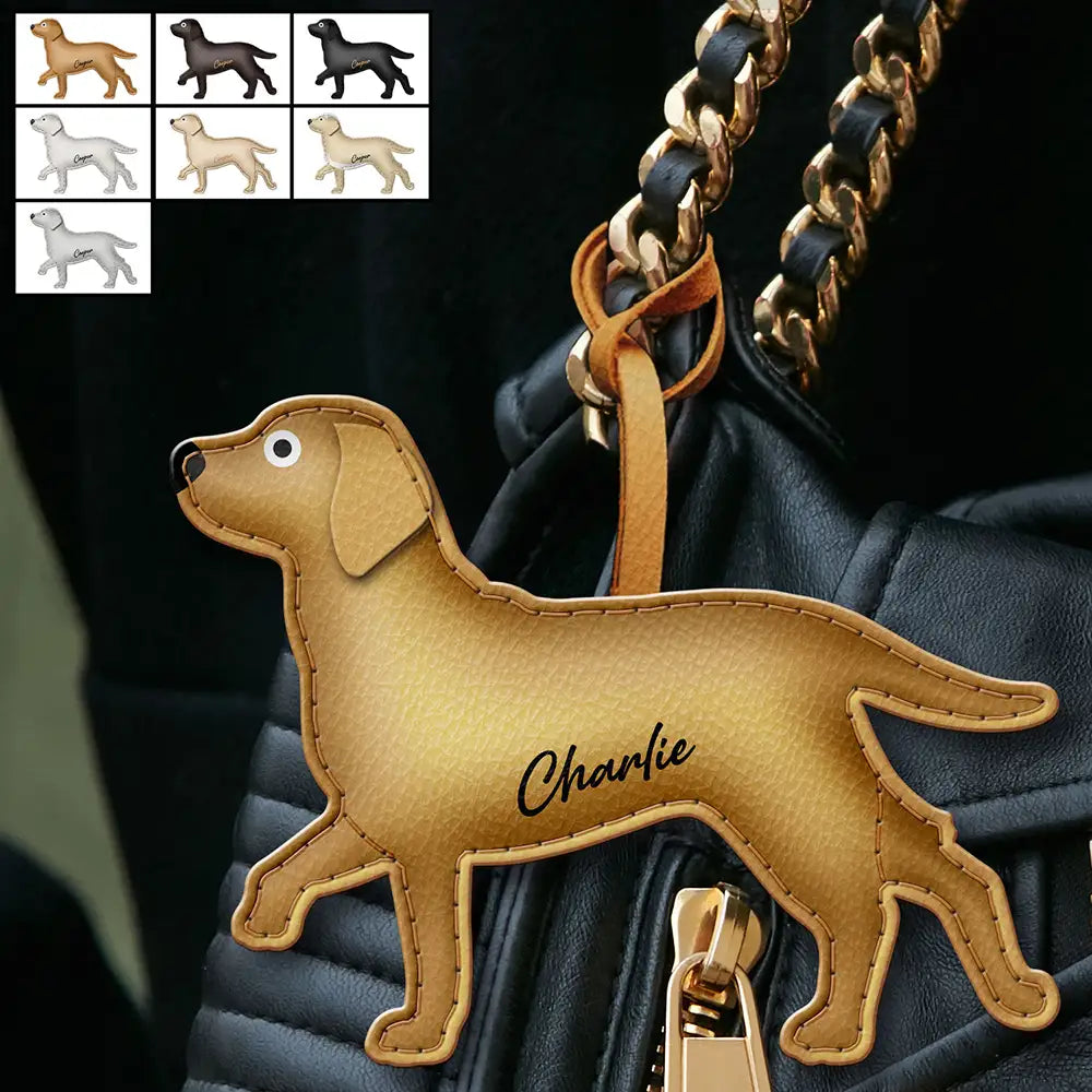 Labrador Retriever Shaped, Dog Lovers Charm - Personalized Dog Leather Bag Charm, Keychain