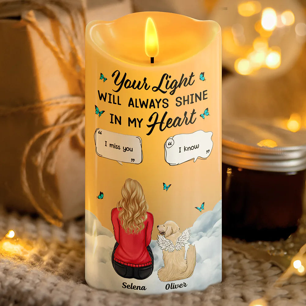 Memorial Your Light Will Forever Shine In My Heart - Personalized Flameless LED Candle