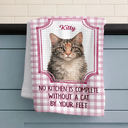 Cat Lovers,Dog Lovers,Pet Owner,Pet Lovers,Happy - Custom Photo Watercolor Art No Kitchen Is Complete Without A Dog Cat By Your Feet - Personalized Kitchen Towel