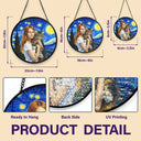 Custom Photo Starry Night Cat Mom Dog Mom Pet Lover - Personalized Stained Glass Window Hanging Suncatcher