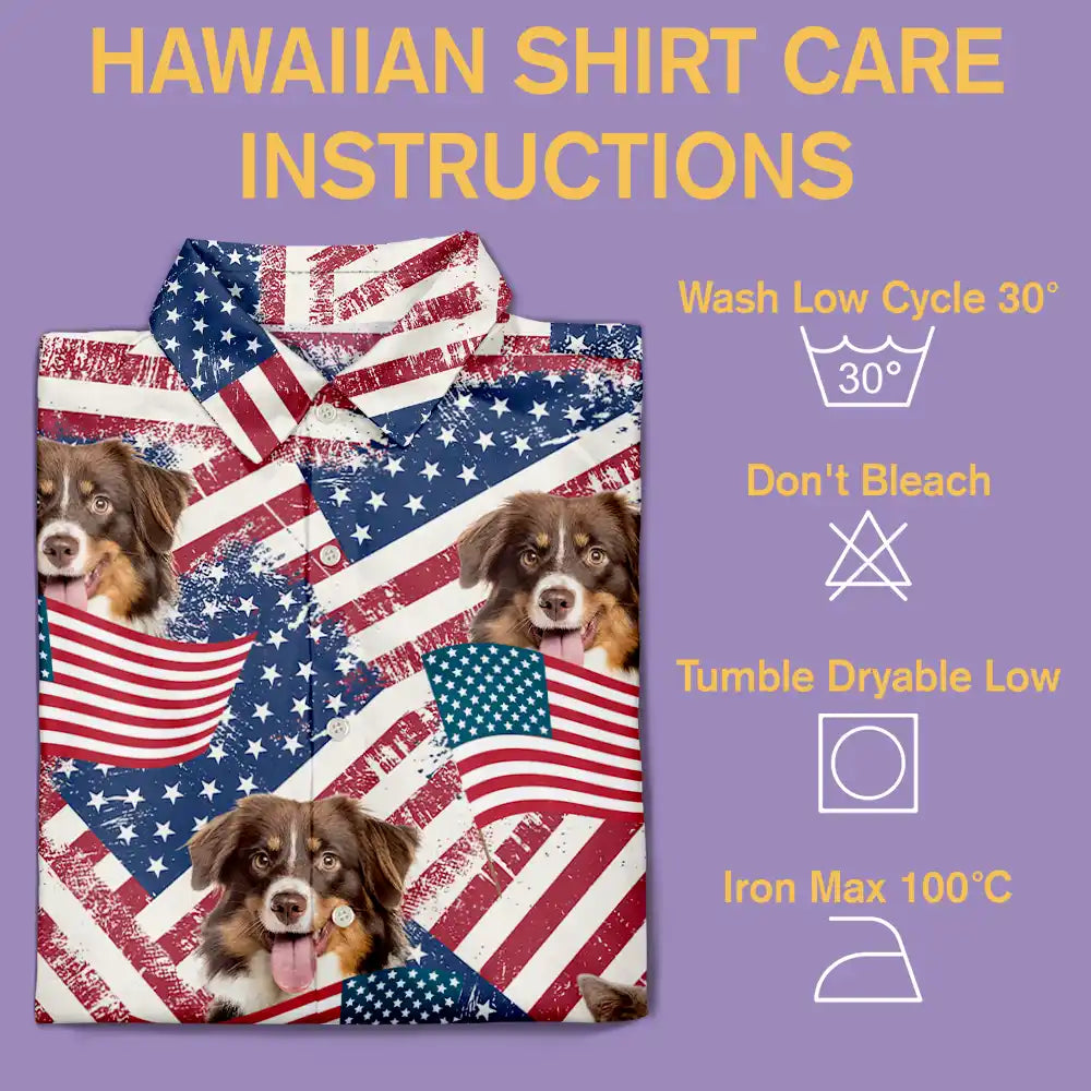Custom Photo Funny Pet Face Stars And Stripes - Personalized Custom Hawaiian Shirt