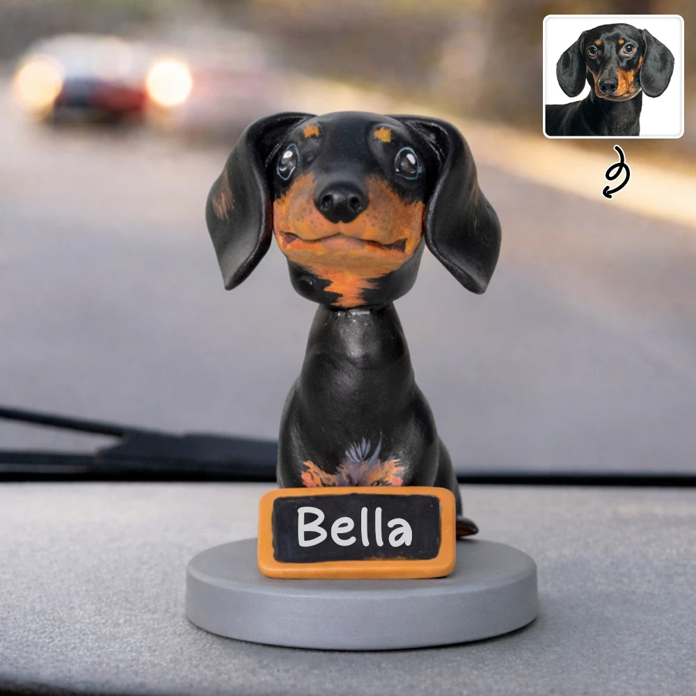 Custom Pet Bobblehead Full Body Figurine With Nameplate For Pet Moms Pet Dads - Personalized Bobblehead