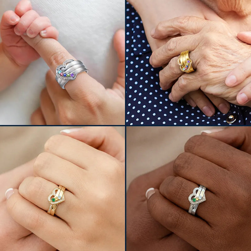 You Left Paw Prints On My Heart Pet Memorial - Personalized Birthstone Heart Ring
