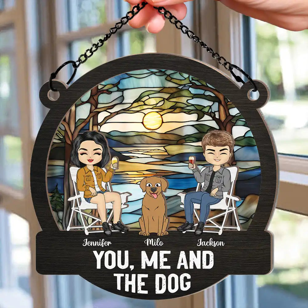 Camping Life With You, Me And The Dogs - Personalized Window Hanging Suncatcher Ornament
