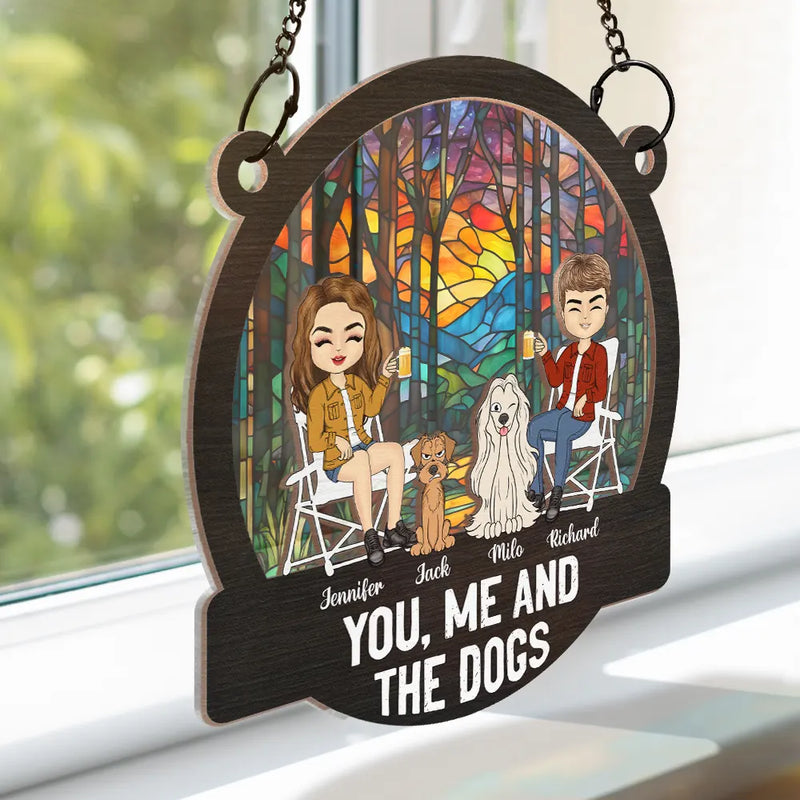 Camping Life With You, Me And The Dogs - Personalized Window Hanging Suncatcher Ornament