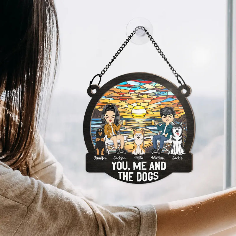 Camping Life With You, Me And The Dogs - Personalized Window Hanging Suncatcher Ornament