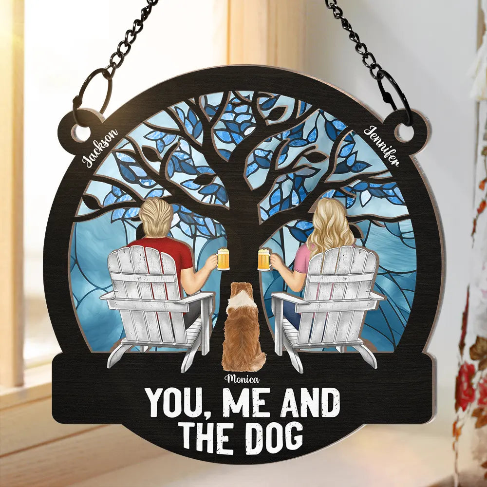 Through Four Seasons, It’s You, Me, And The Dog - Personalized Window Hanging Suncatcher Ornament