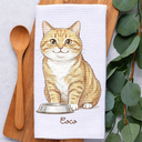 Custom Photo Colored Pencil Sketch Funny Cat Dog Pet - Personalized Kitchen Towel