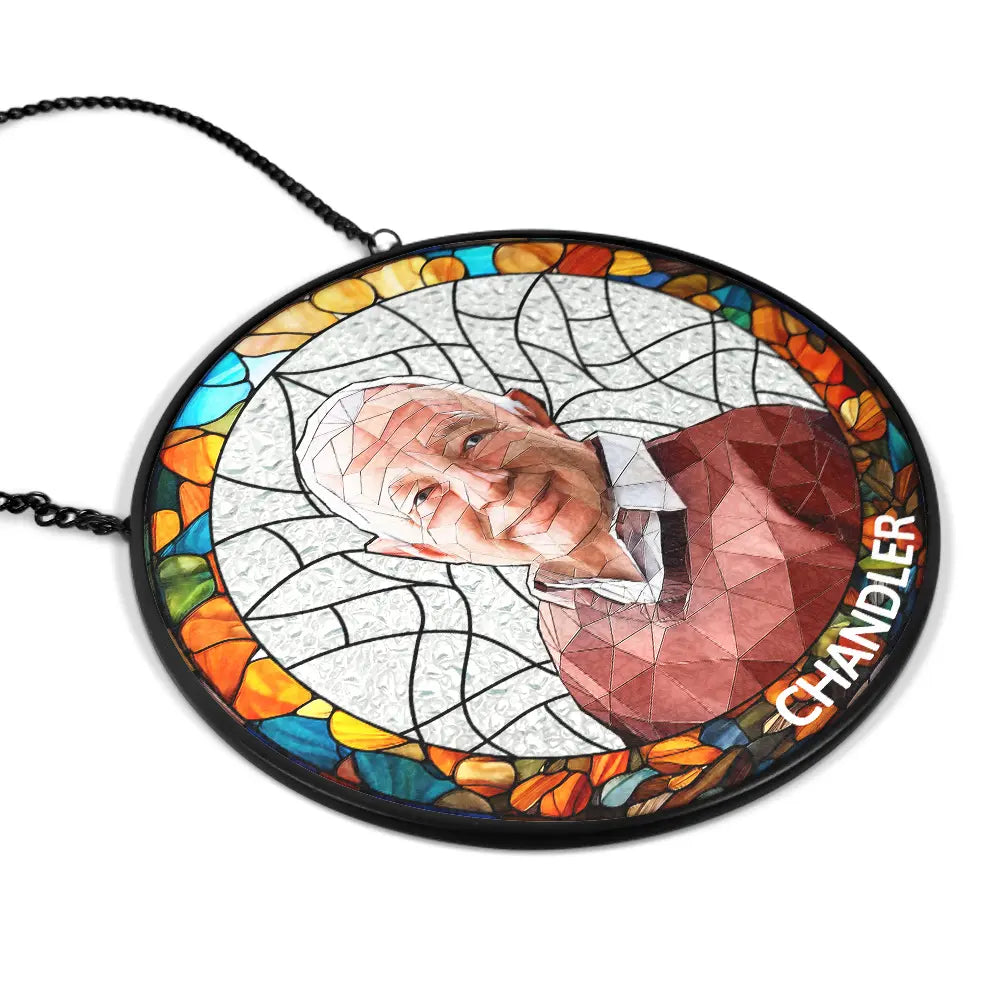 Custom Photo Dog And Cat Family Portrait - Personalized Stained Glass Window Hanging Suncatcher