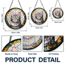 Custom Photo Dog And Cat Family Portrait - Personalized Stained Glass Window Hanging Suncatcher