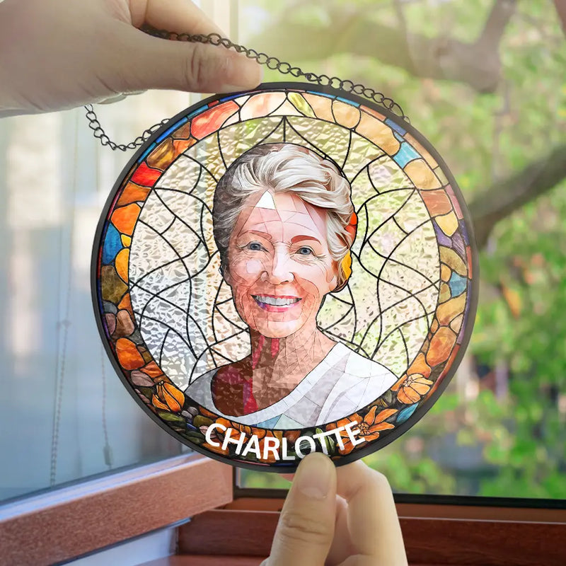 Custom Photo Dog And Cat Family Portrait - Personalized Stained Glass Window Hanging Suncatcher