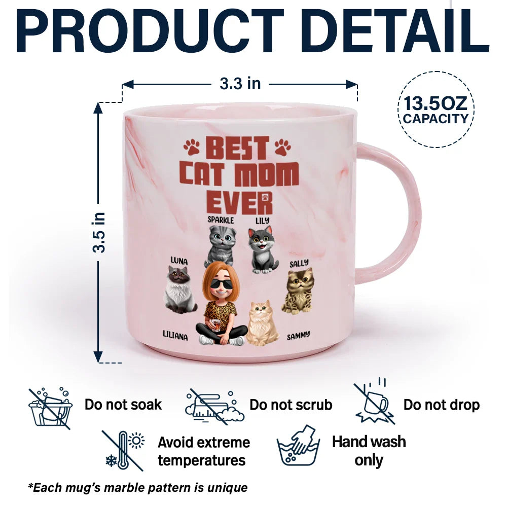 Cat Lovers,Pet Lovers,Cat Mom,Cat Dad - A Bond That Can't Be Broken Cat Mom Cat Dad - Personalized Marble Mug