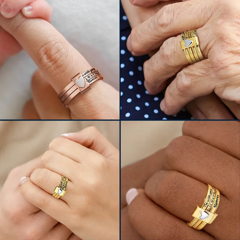 Gift For Wife,Gift For Yourself,Gift For Women,Gift For Mother,Gift For Daughter,Pet Mom,Pet Lovers,Cat Lovers,Cat Mom,Dog Lovers,Dog Mom,Memorial,Sad - Memorial I'm With You Always - Personalized Heart Stacking Rings