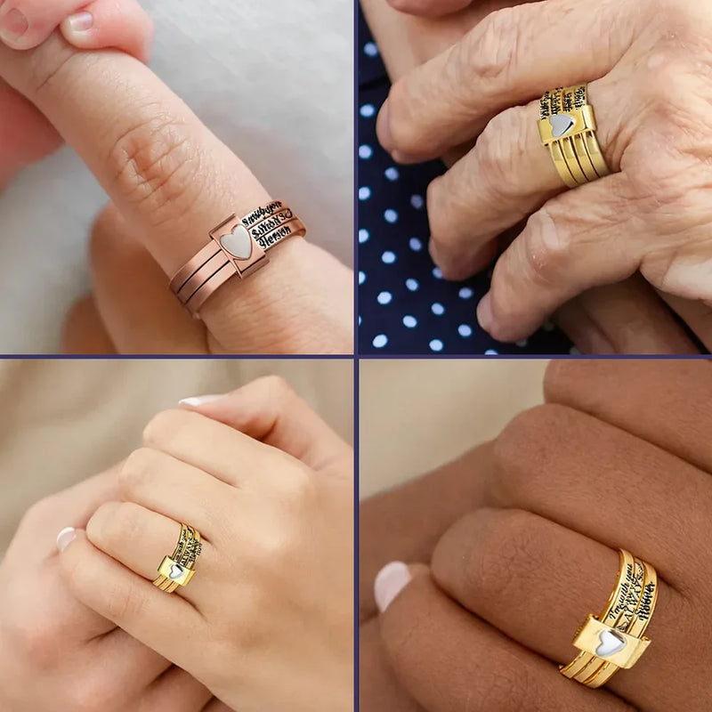 I'm With You Always Pet Memorial - Personalized Heart Stacking Rings